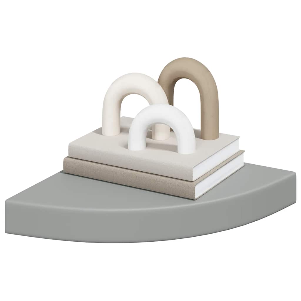 Plutajuće kutne police 2 kom sive 25 x 25 x 3,8 cm MDF