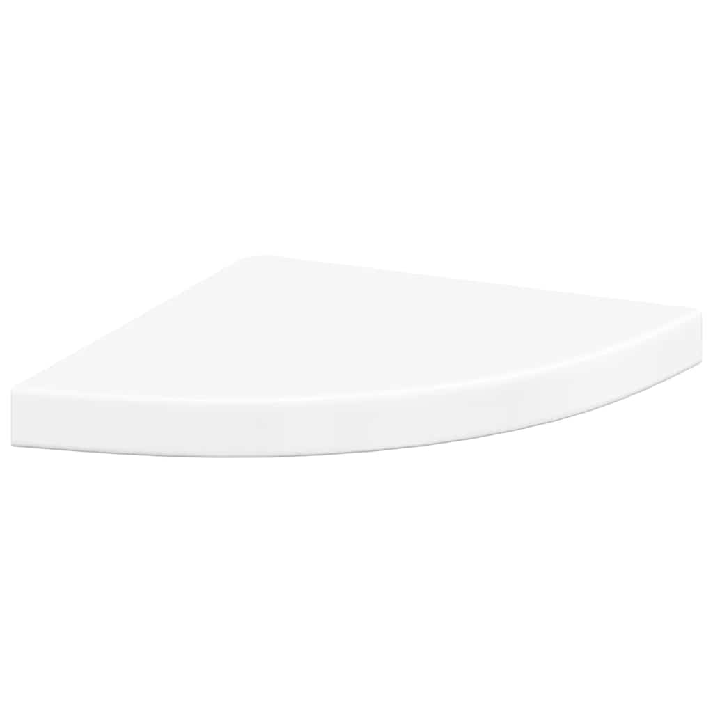 Plutajuće kutne police 2 kom sjajne bijele 35 x 35 x 3,8 cm MDF