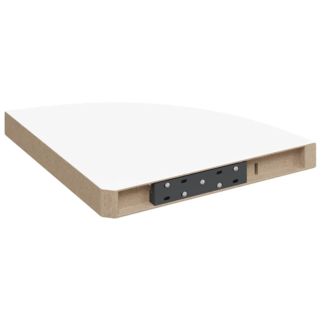 Plutajuće kutne police 2 kom sjajne bijele 35 x 35 x 3,8 cm MDF