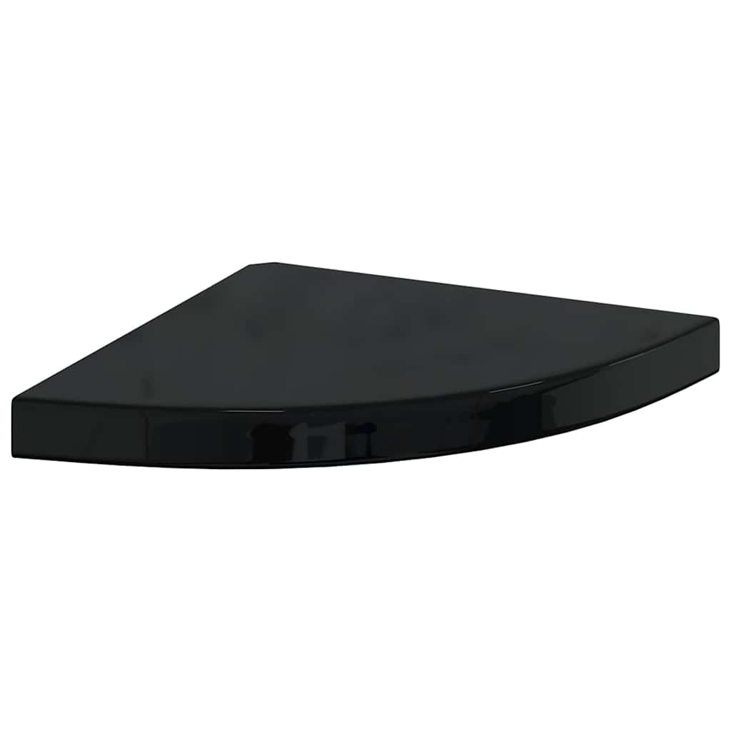 Plutajuće kutne police 4 kom sjajne crne 35 x 35 x 3,8 cm MDF