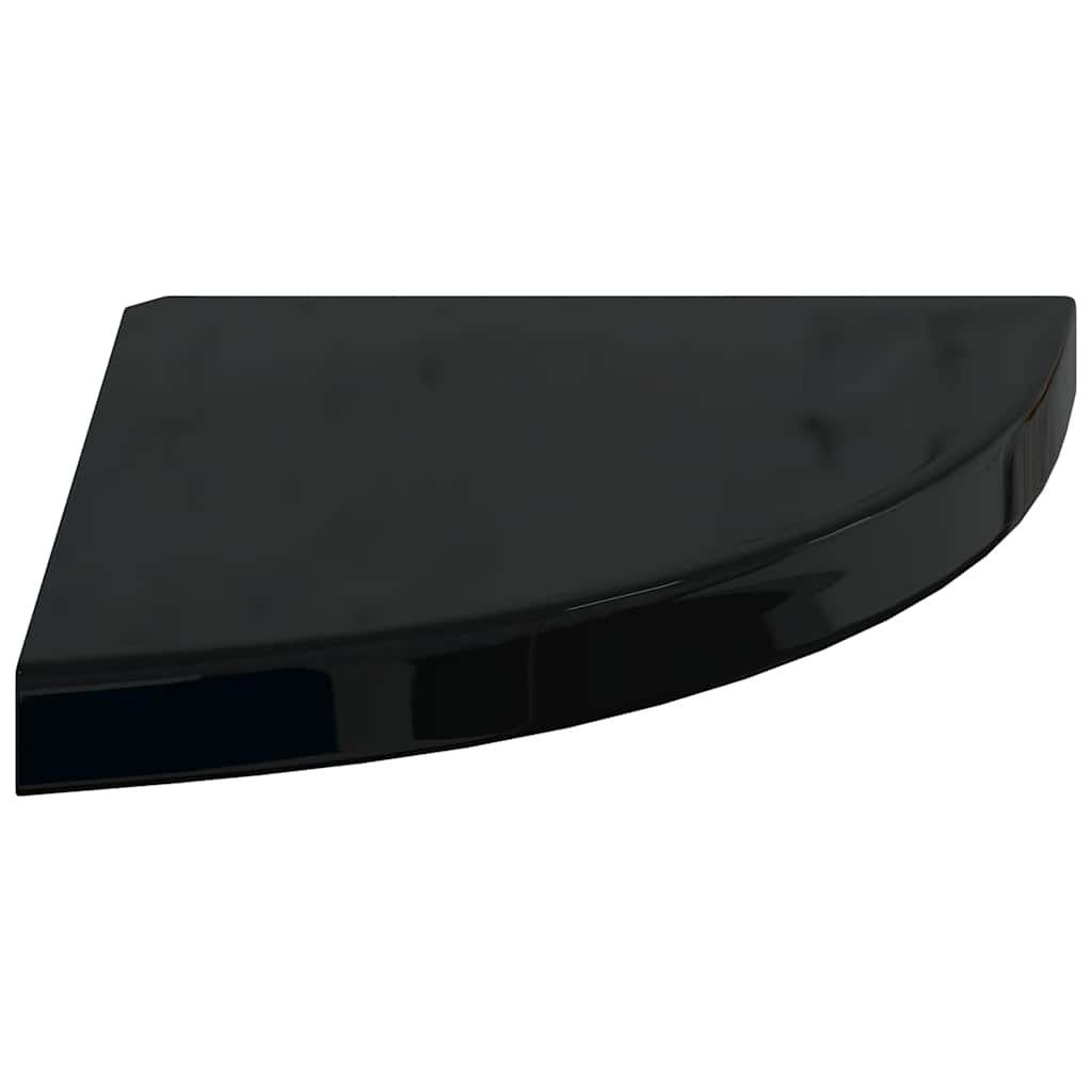 Plutajuće kutne police 4 kom sjajne crne 35 x 35 x 3,8 cm MDF