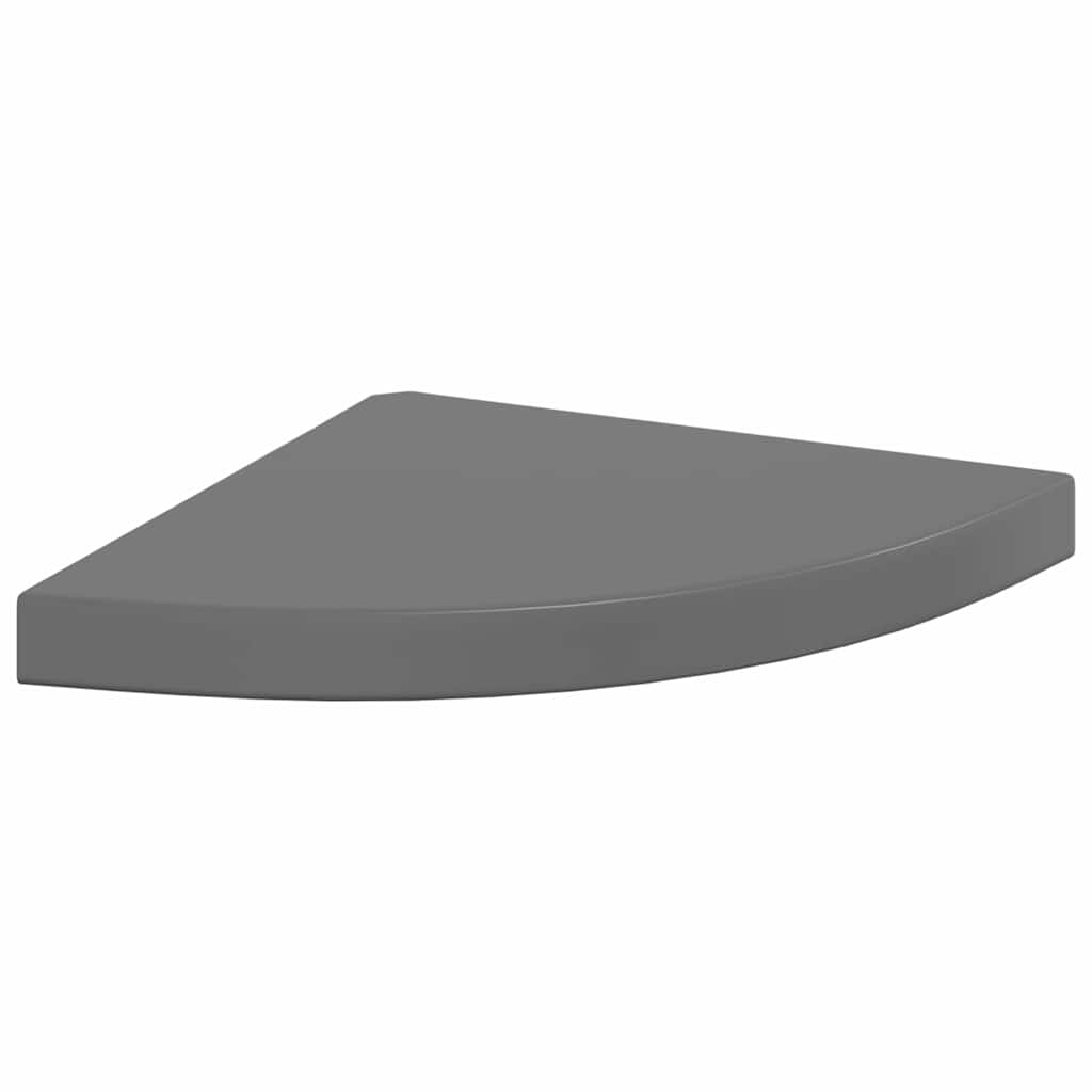 Plutajuće kutne police 2 kom sjajne sive 35 x 35 x 3,8 cm MDF