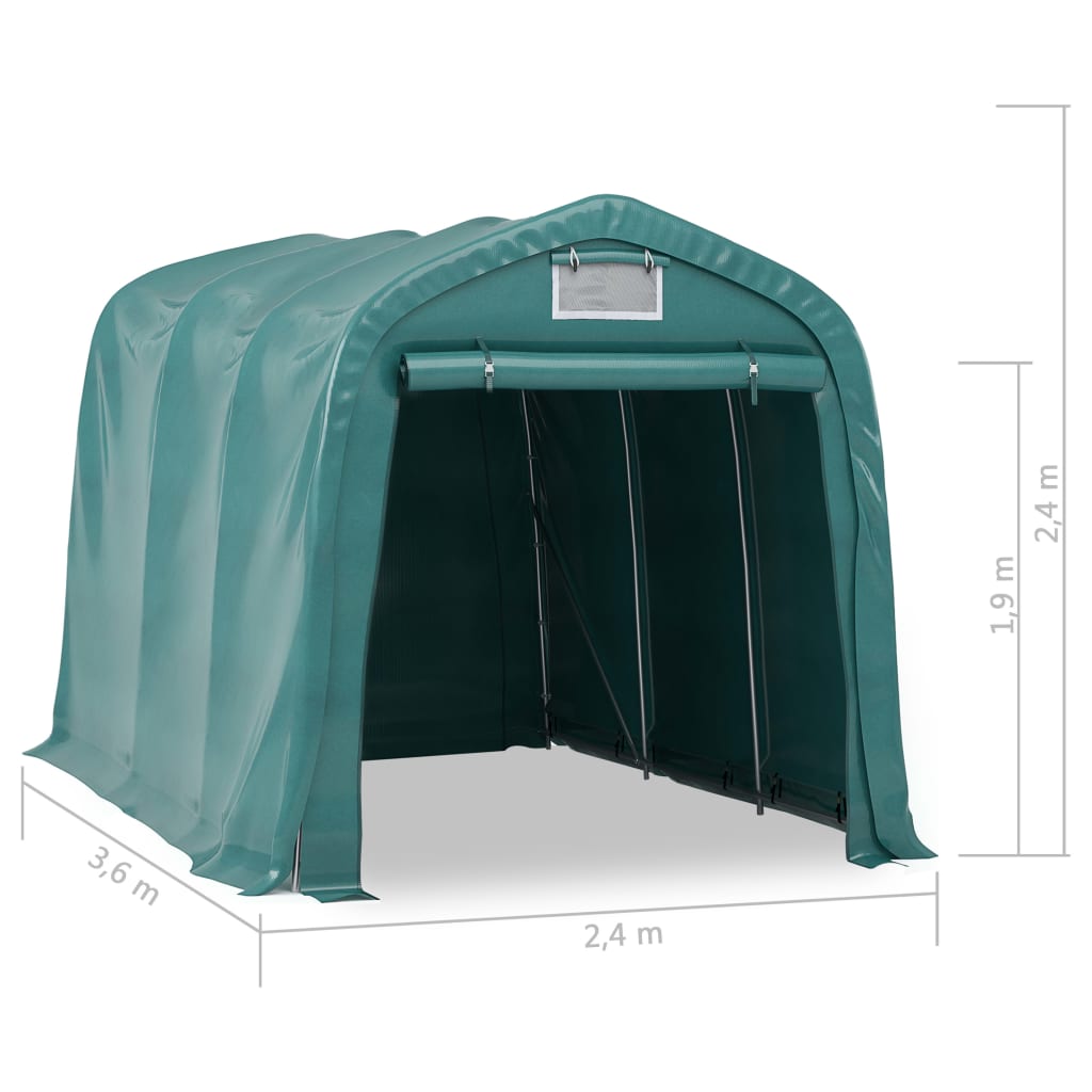 Garažni šator PVC 2,4 x 3,6 m zeleni