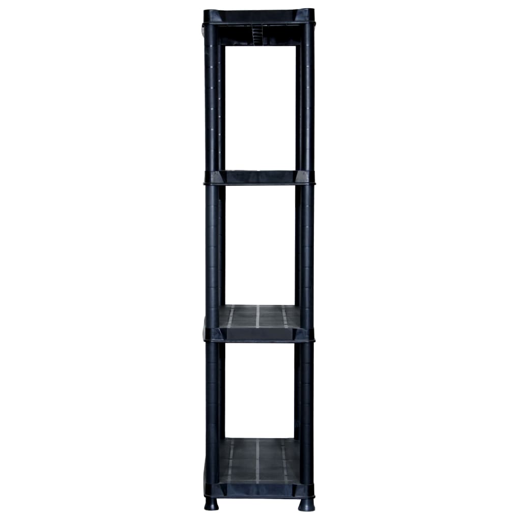 Police za pohranu s 4 razine crne 61 x 30,5 x 130 cm plastične
