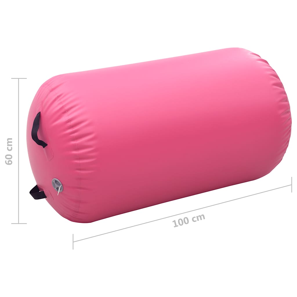 Gimnastički valjak na napuhavanje s crpkom 100x60 cm PVC rozi