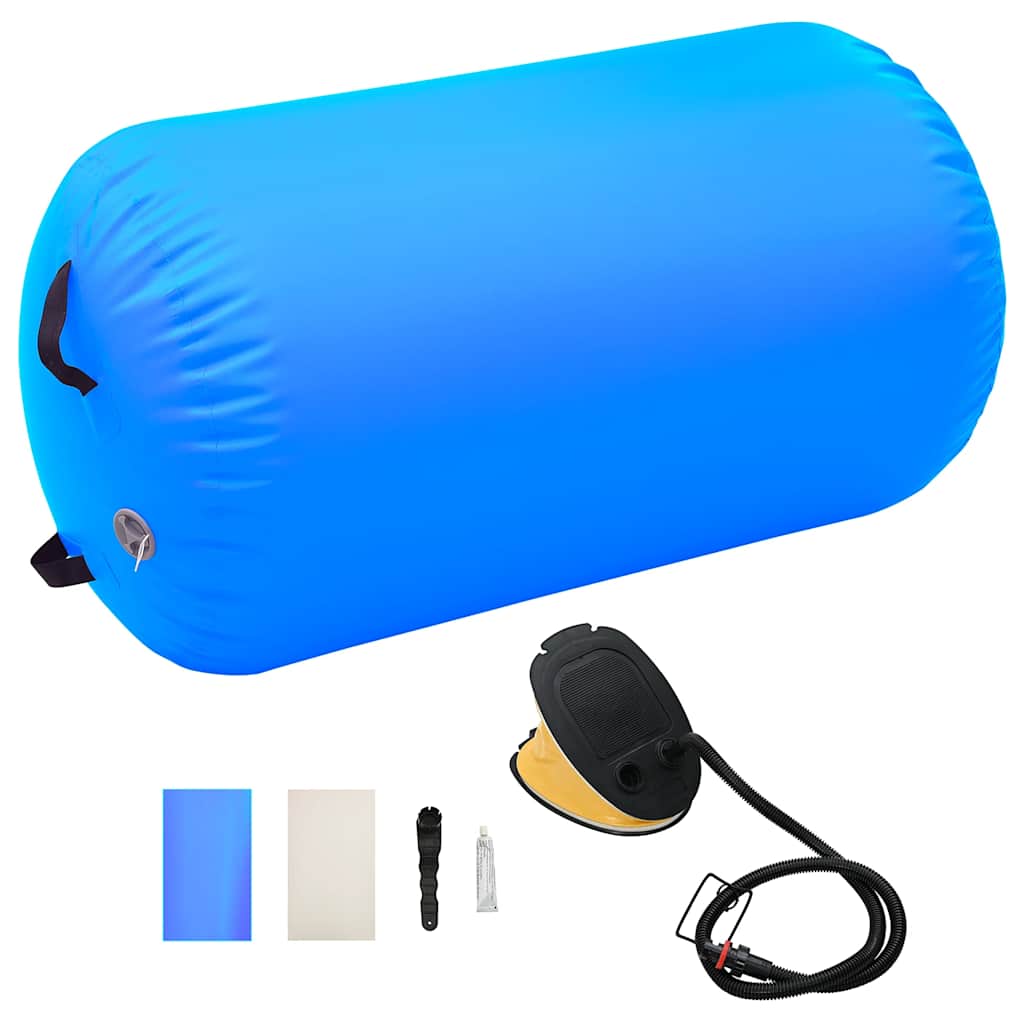 Gimnastički valjak na napuhavanje s crpkom 100x60 cm PVC plavi