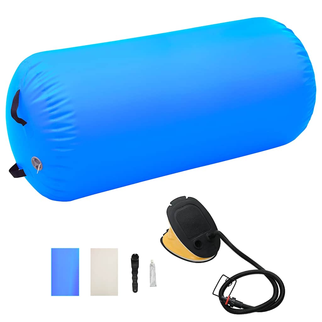Gimnastički valjak na napuhavanje s crpkom 120x90 cm PVC plavi