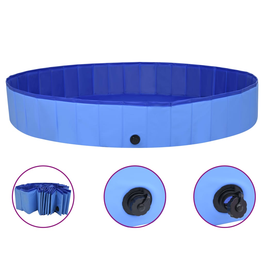Sklopivi bazen za pse plavi 200 x 30 cm PVC