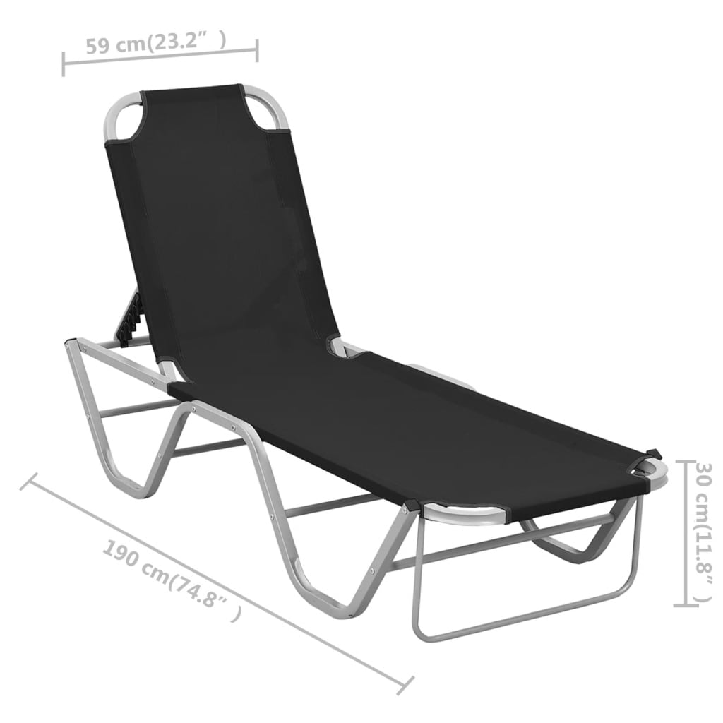 Ležaljka za sunčanje od aluminija i tekstilena crna