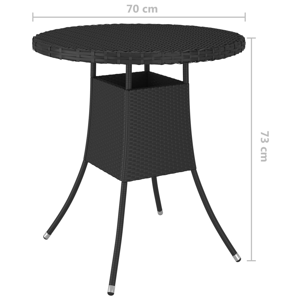 Vrtni stol crni 70 x 70 x 73 cm od poliratana