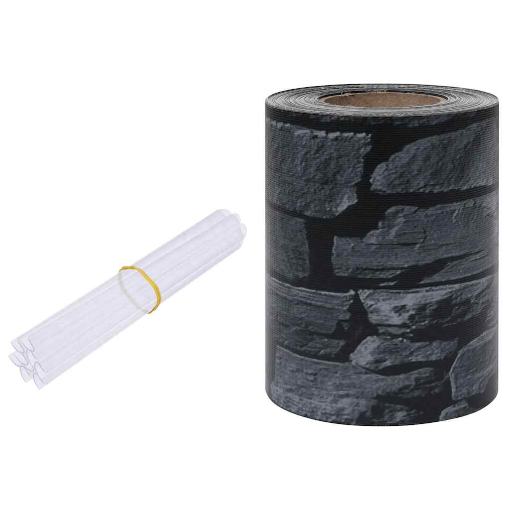 Vrtni zaslon za privatnost PVC 35 x 0,19 m sivi izgled kamena
