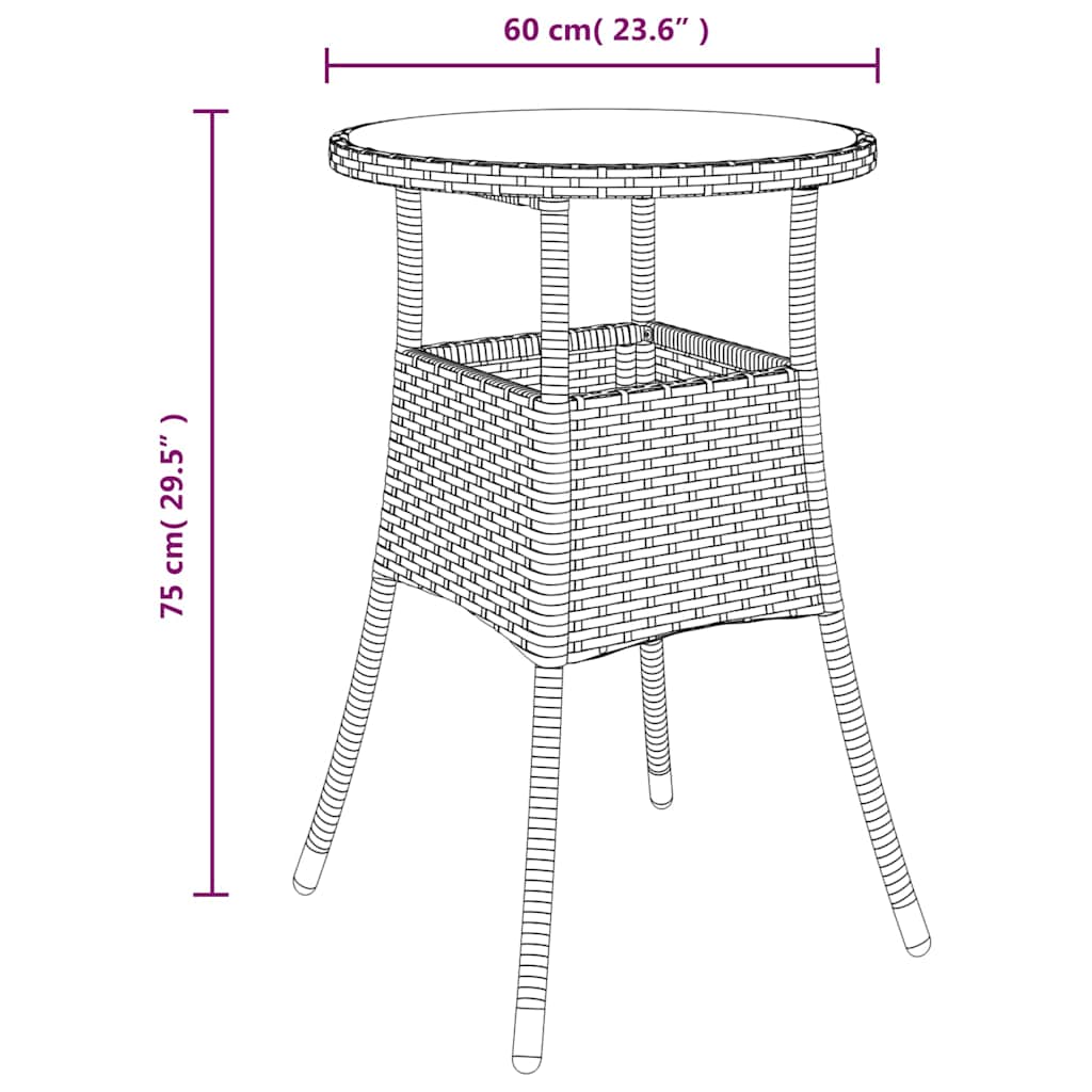 Vrtni stol Ø 60 x 75 cm od kaljenog stakla i poliratana crni