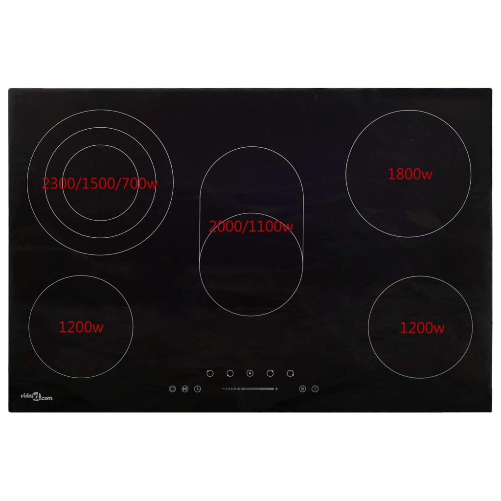 Keramička ploča za kuhanje s 5 plamenika 90 cm 8500 W