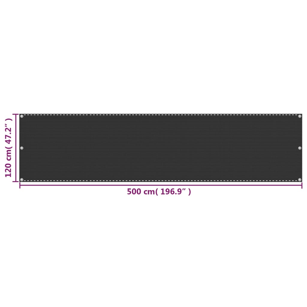 Balkonski zastor HDPE 120 x 500 cm antracit