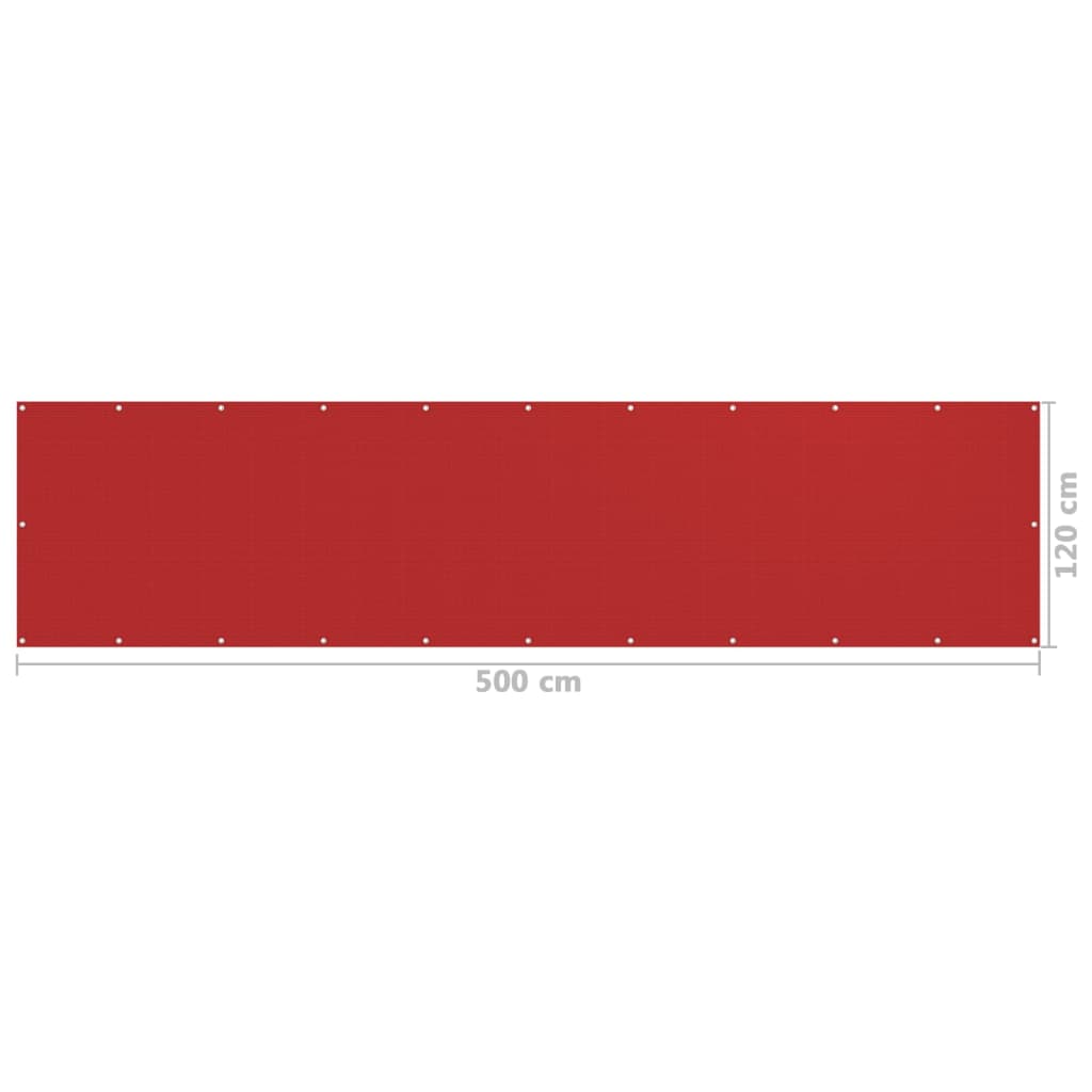 Balkonski zastor crveni 120 x 500 cm HDPE