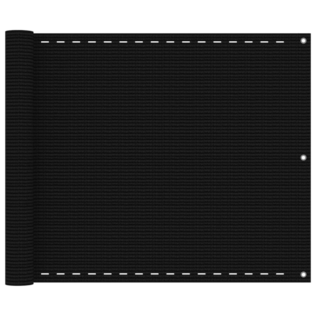 Balkonski zastor crni 75 x 400 cm HDPE