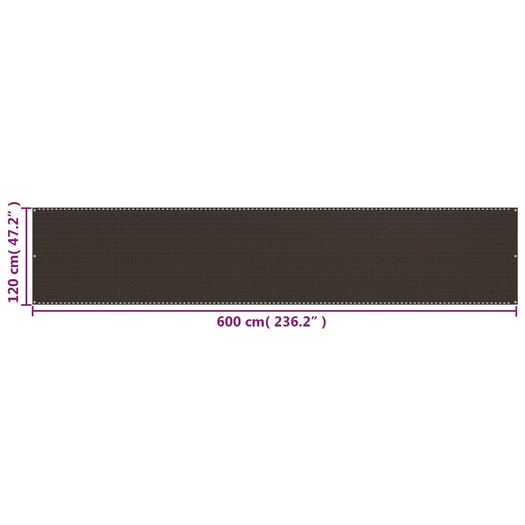 Balkonski zastor smeđi 120 x 600 cm HDPE