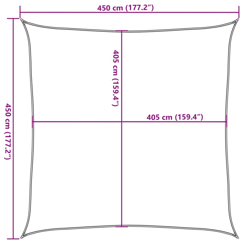 Jedro za zaštitu od sunca 160 g/m² antracit 4,5 x 4,5 m HDPE