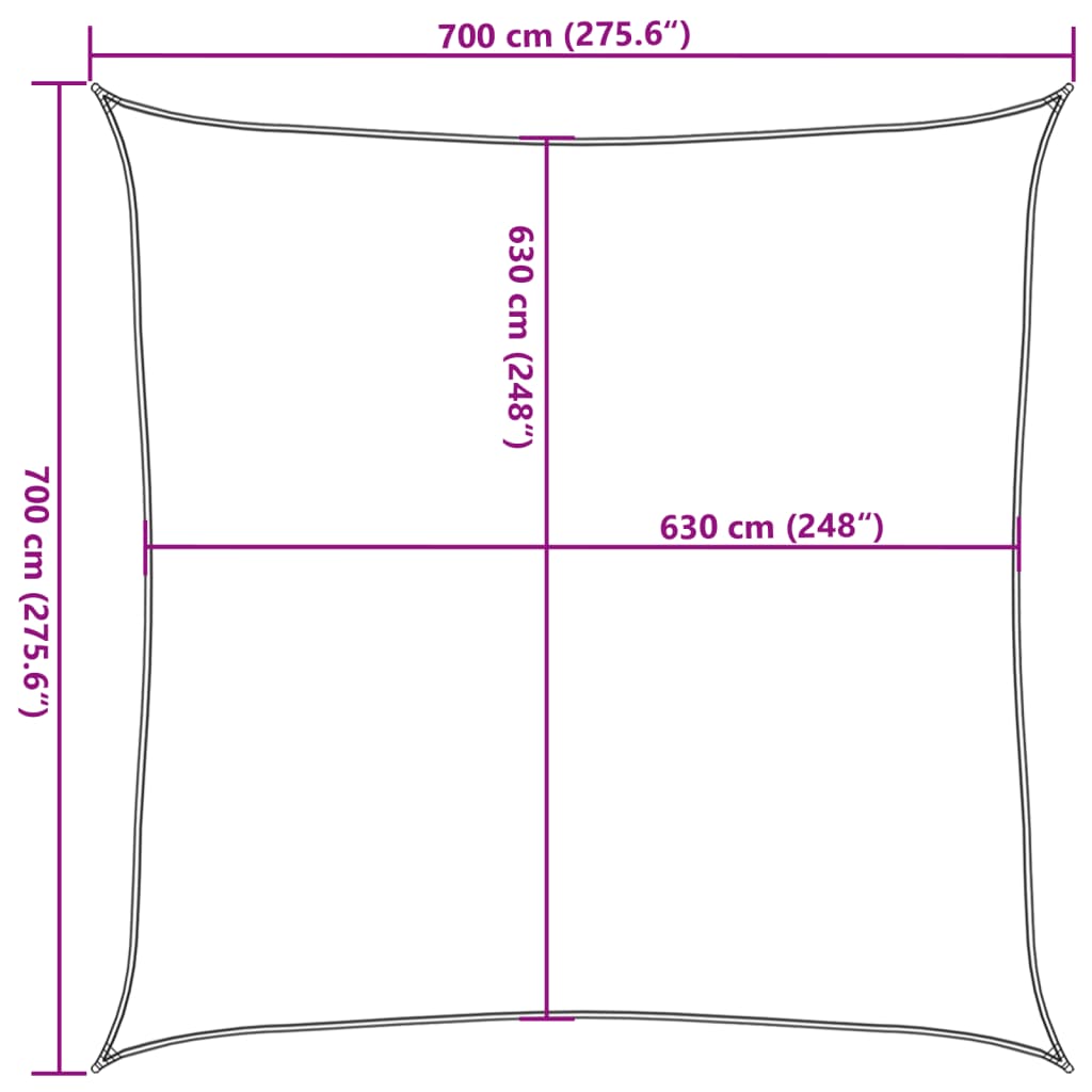 Jedro za zaštitu od sunca 160 g/m² krem 7 x 7 m HDPE
