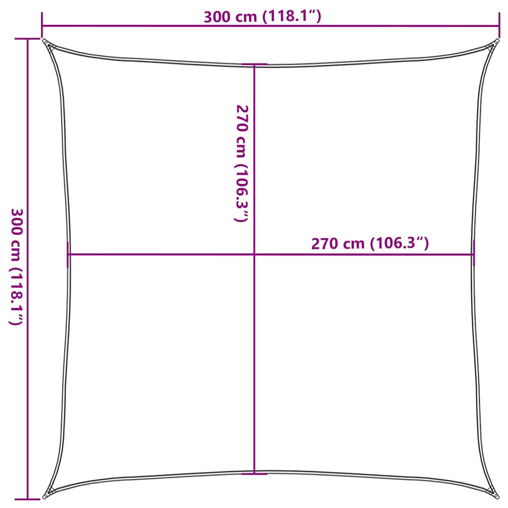 Jedro za zaštitu od sunca 160 g/m² bijelo 3 x 3 m HDPE
