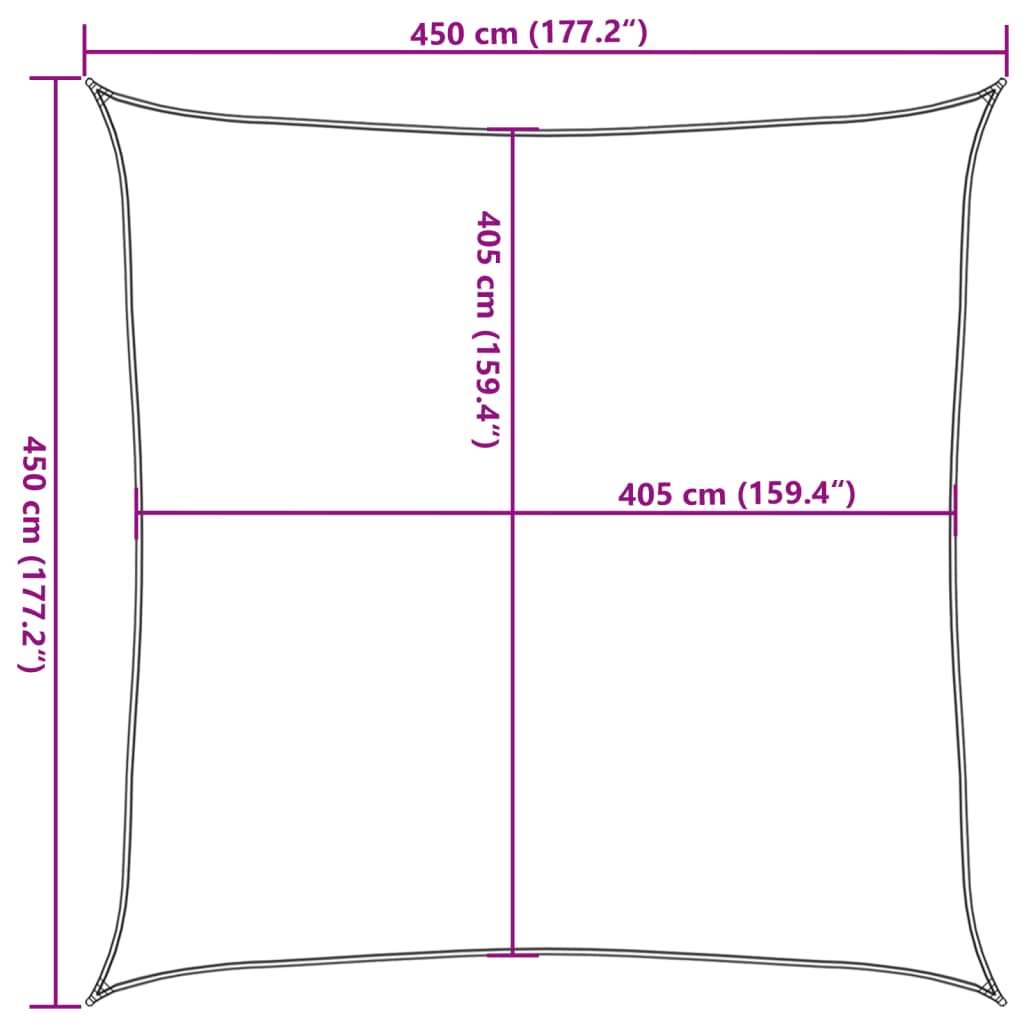 Jedro za zaštitu od sunca 160 g/m² bijelo 4,5 x 4,5 m HDPE