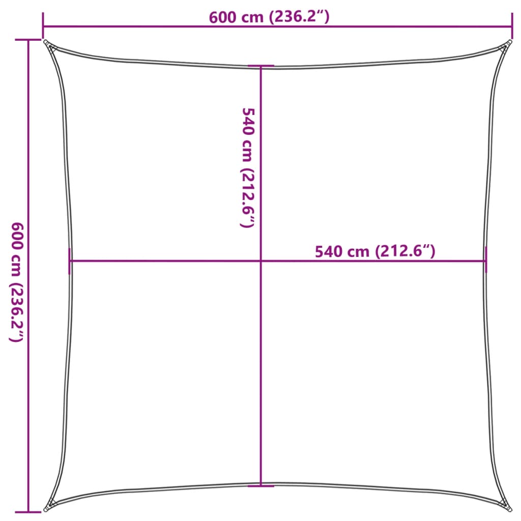Jedro za zaštitu od sunca 160 g/m² bijelo 6 x 6 m HDPE