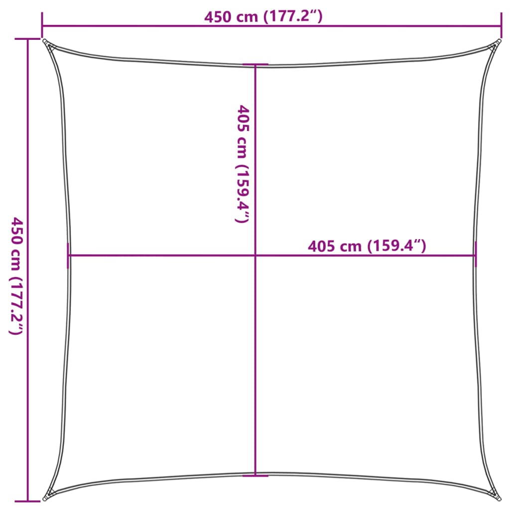 Jedro za zaštitu od sunca 160 g/m² svjetlozeleno 4,5x4,5 m HDPE