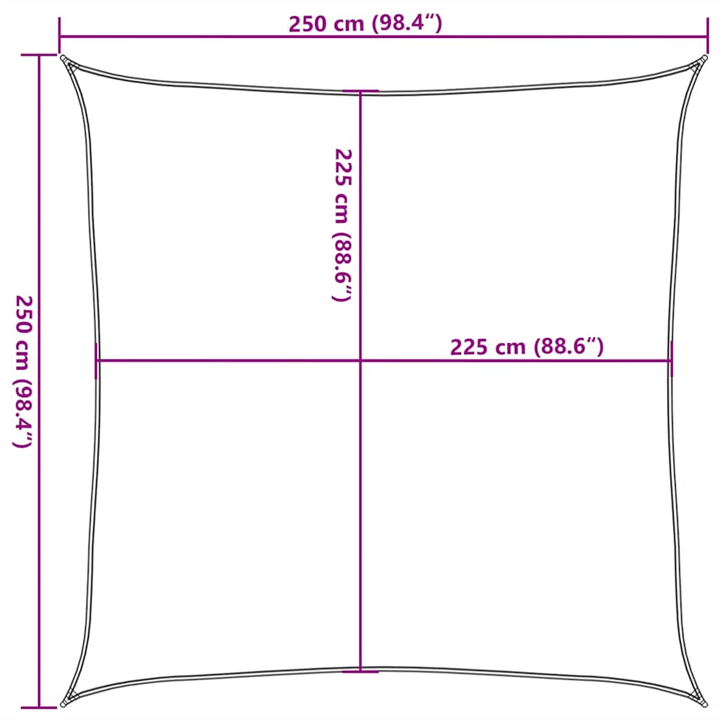Jedro za zaštitu od sunca 160 g/m² smeđe-sivo 2,5 x 2,5 m HDPE