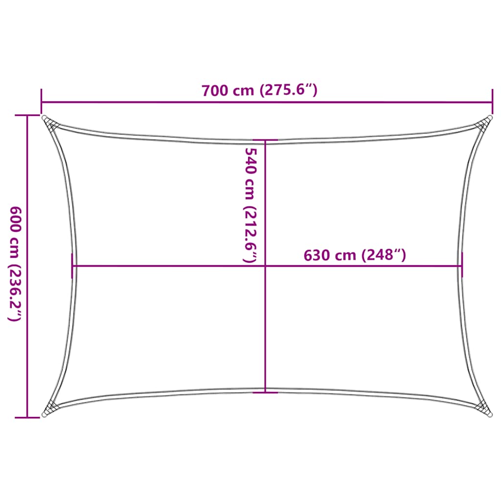 Jedro za zaštitu od sunca 160 g/m² smeđesiva 6 x 7 m HDPE