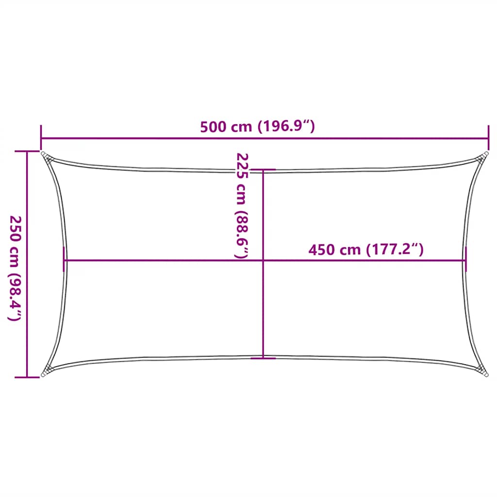 Jedro za zaštitu od sunca 160 g/m² pravokutno plavo 2,5x5m HDPE