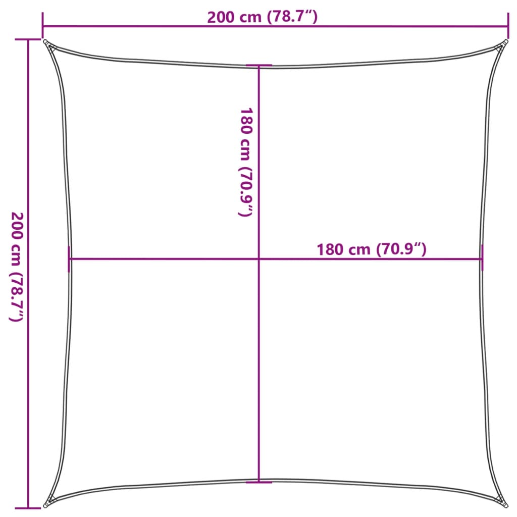 Jedro za zaštitu od sunca 160 g/m² crno 2 x 2 m HDPE