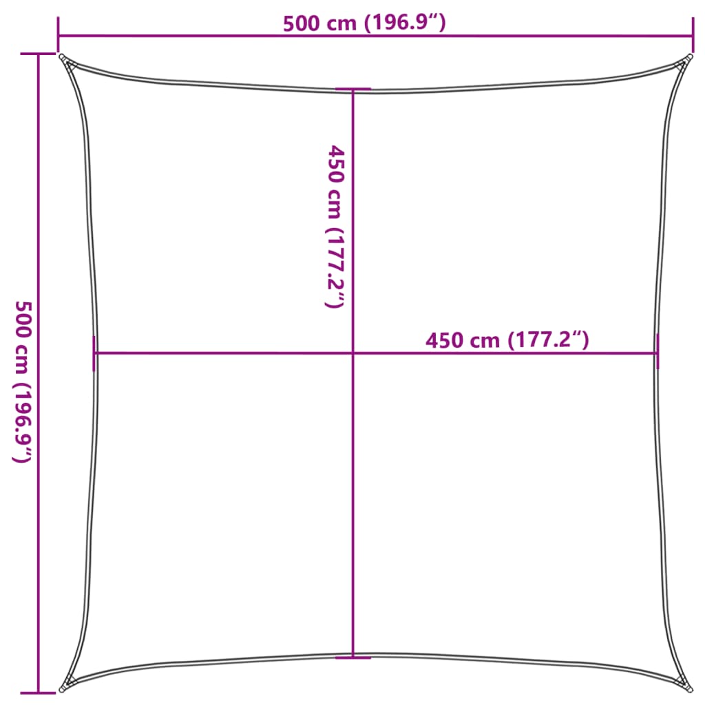 Jedro za zaštitu od sunca 160 g/m² crno 5 x 5 m HDPE