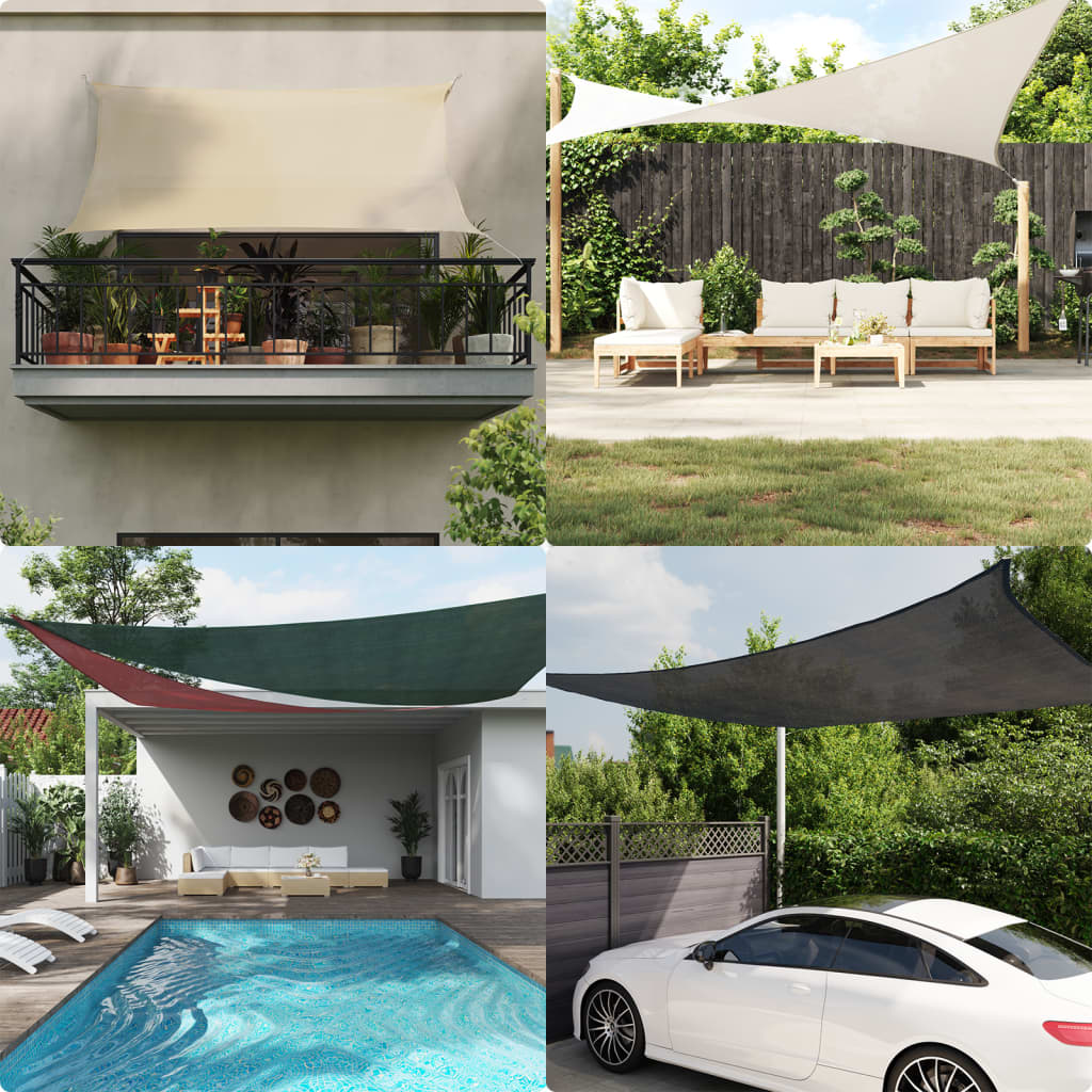 Jedro za zaštitu od sunca 160 g/m² crno 3,6 x 3,6 x 3,6 m HDPE