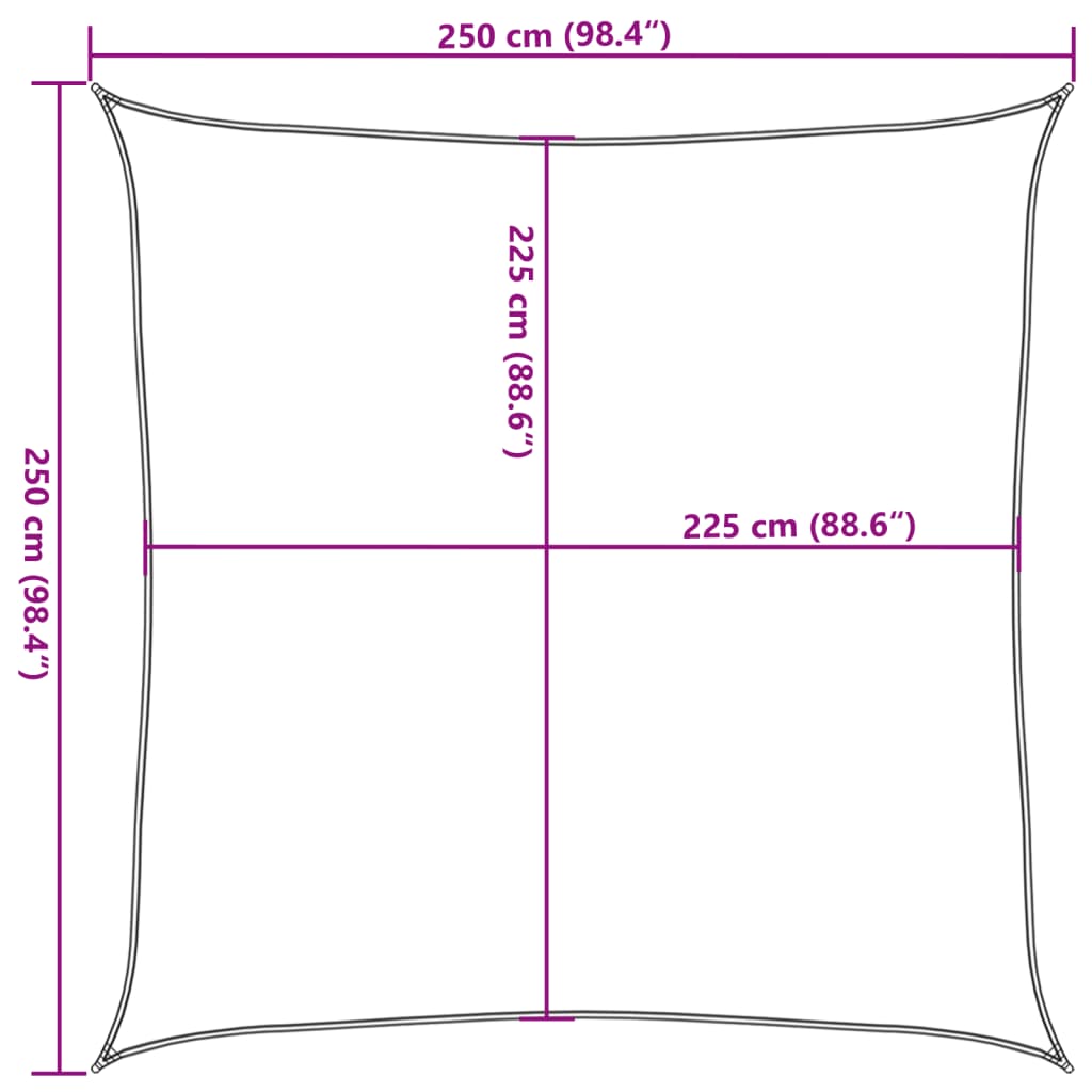 Jedro za zaštitu od sunca 160 g/m² smeđe 2,5 x 2,5 m HDPE