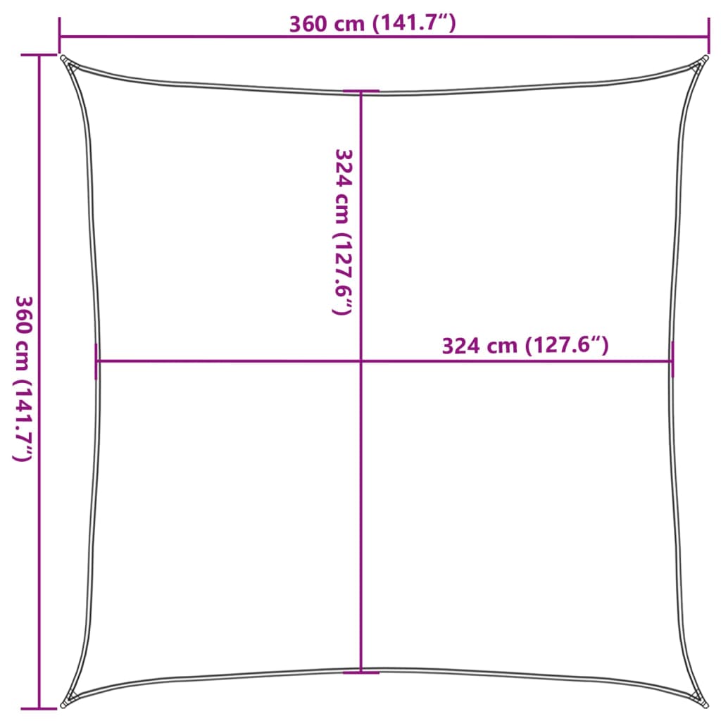 Jedro za zaštitu od sunca 160 g/m² smeđe 3,6 x 3,6 m HDPE