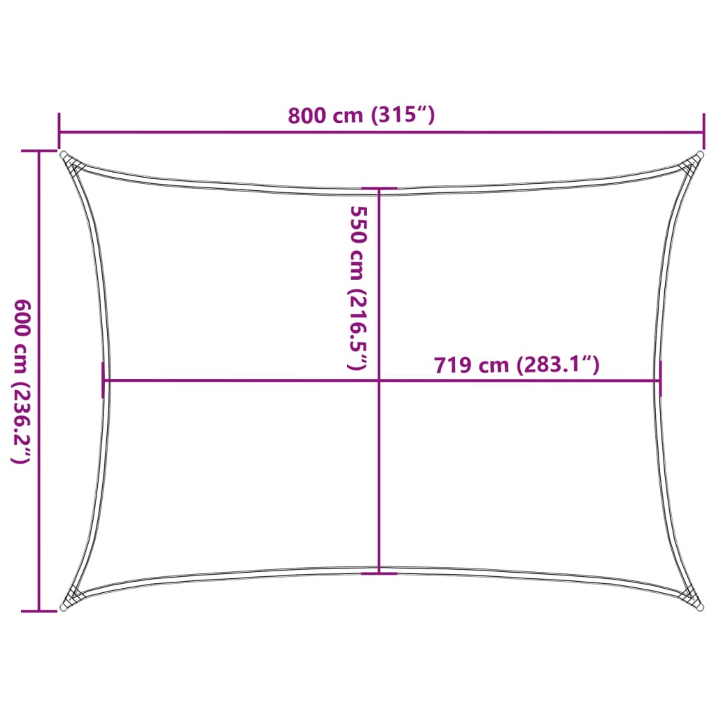 Jedro za zaštitu od sunca 160 g/m² smeđe 6 x 8 m HDPE