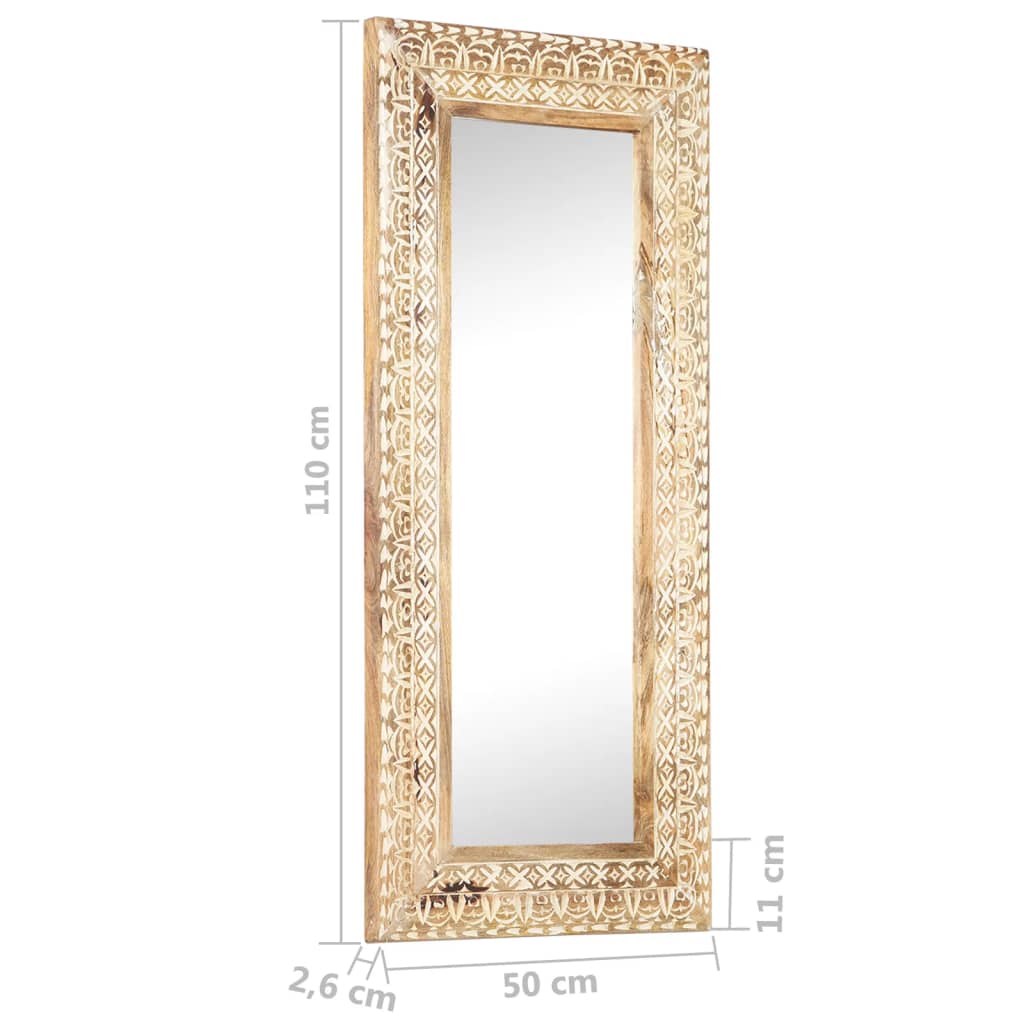Ručno izrezbareno ogledalo 110 x 50 x 2,6 cm masivno drvo manga