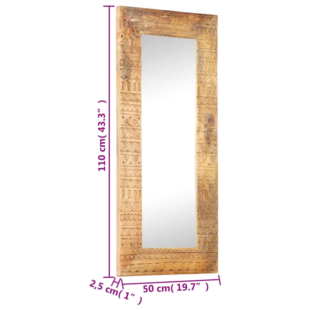 Ručno izrezbareno ogledalo 110 x 50 x 2,5 cm masivno drvo manga
