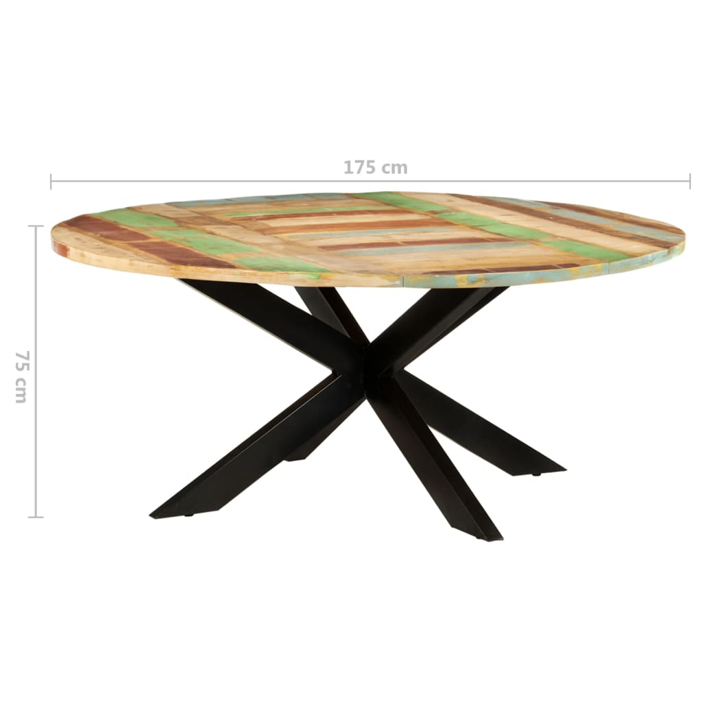 Blagovaonski stol okrugli 175 x 75 cm masivno obnovljeno drvo