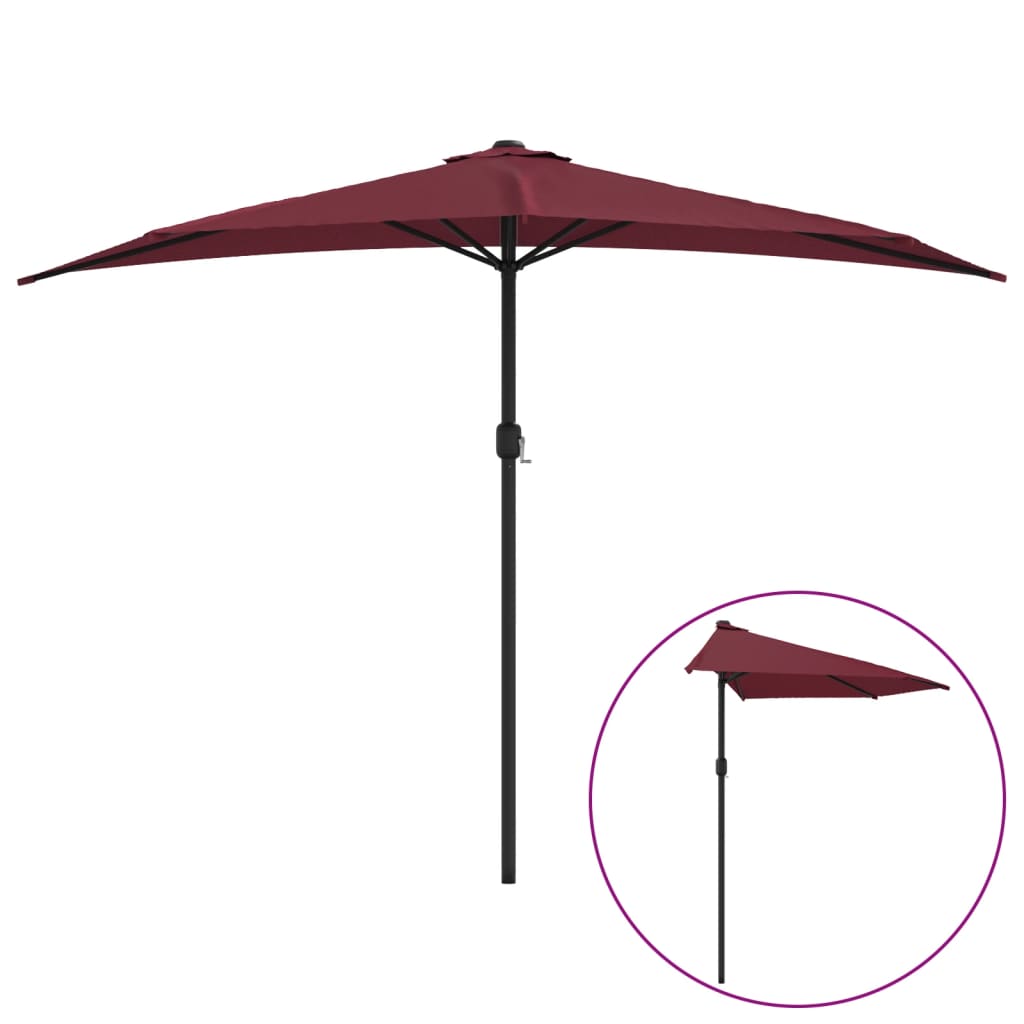 Balkonski suncobran bordo 300 x 155 x 223 cm polukružni