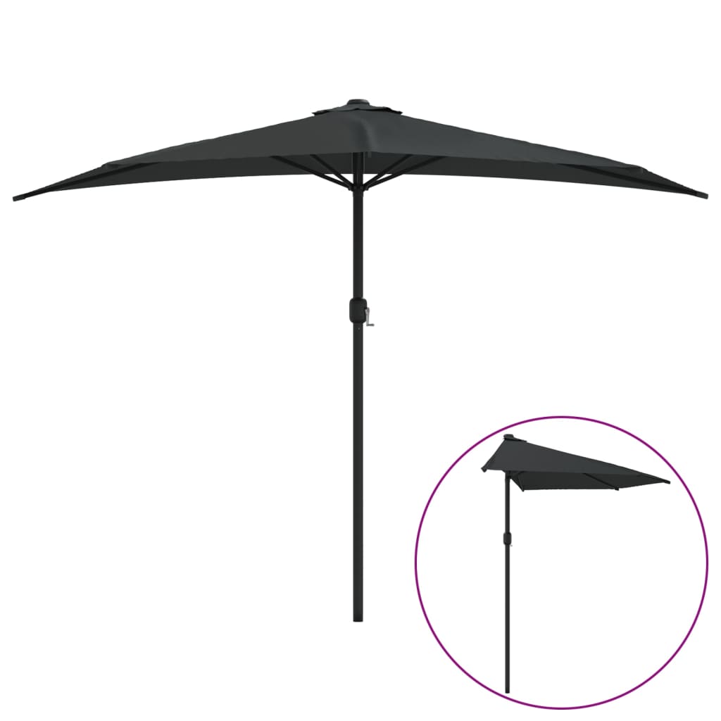 Balkonski suncobran crni 300 x 155 x 223 cm polukružni