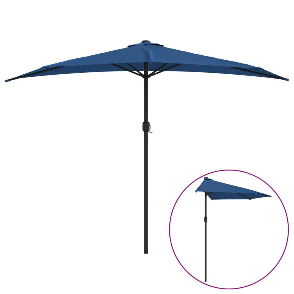 Balkonski suncobran plavi 300 x 155 x 223 cm polukružni