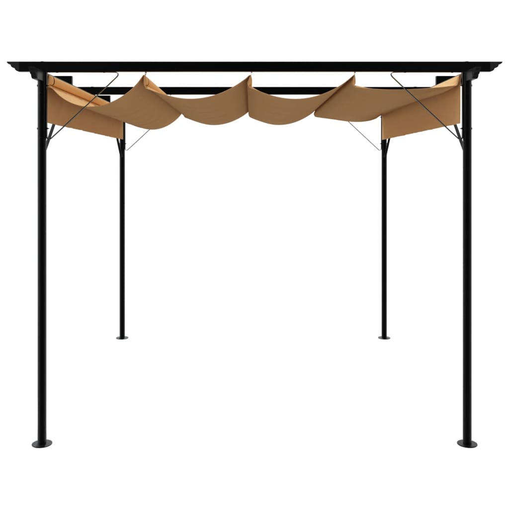 Pergola s pomičnim krovom smeđe-siva 3 x 3 m čelična 180 g/m²