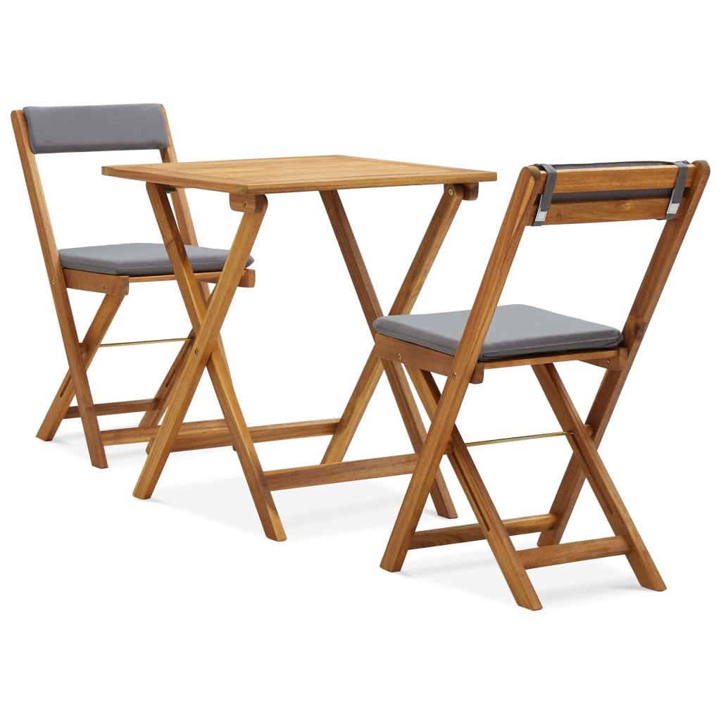 3-dijelni sklopivi bistro set od masivnog bagremovog drva