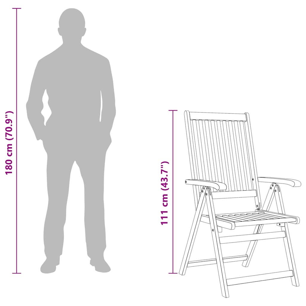 Sklopive vrtne stolice 3 kom od masivnog bagremovog drva