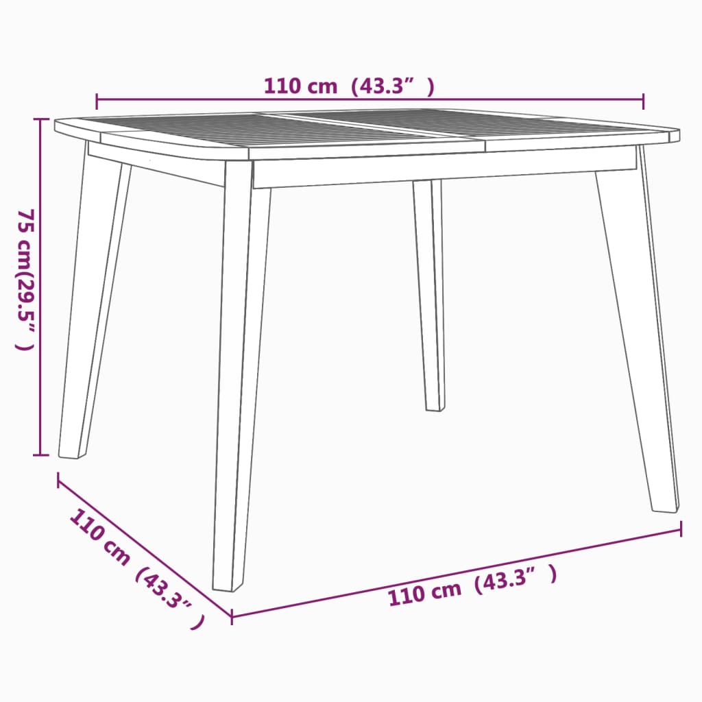 Vrtni stol 110 x 110 x 75 cm od masivnog bagremovog drva