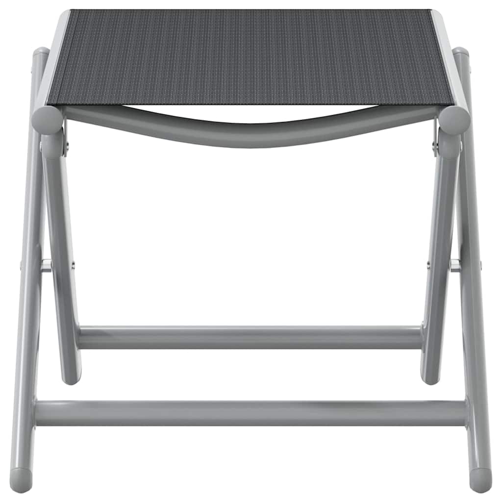 Sklopivi oslonac za noge crno-srebrni od tekstilena i aluminija