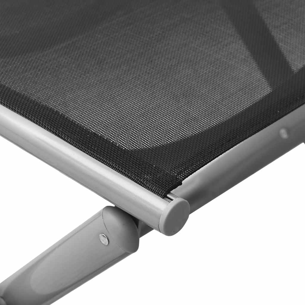 Sklopivi oslonac za noge crno-srebrni od tekstilena i aluminija