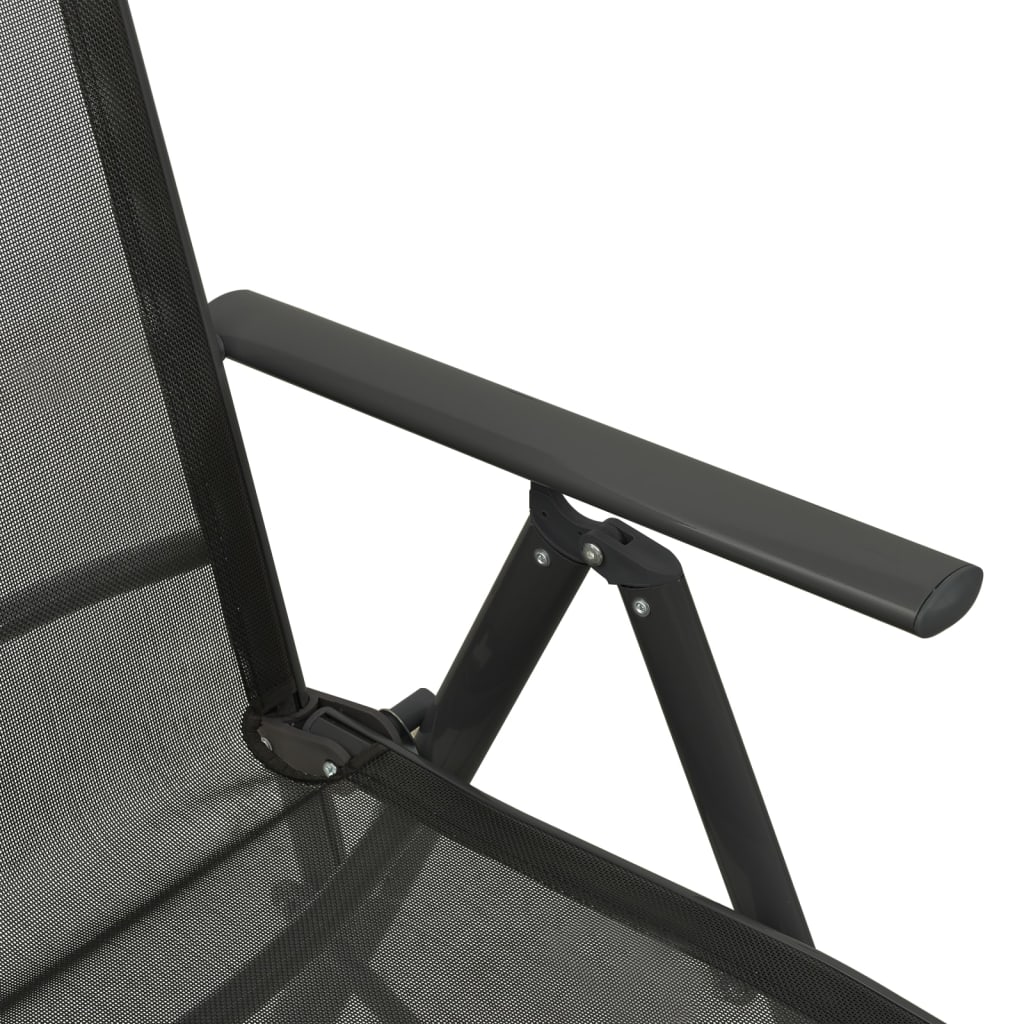 Nagibne vrtne stolice 2 kom od tekstilena i aluminija crne