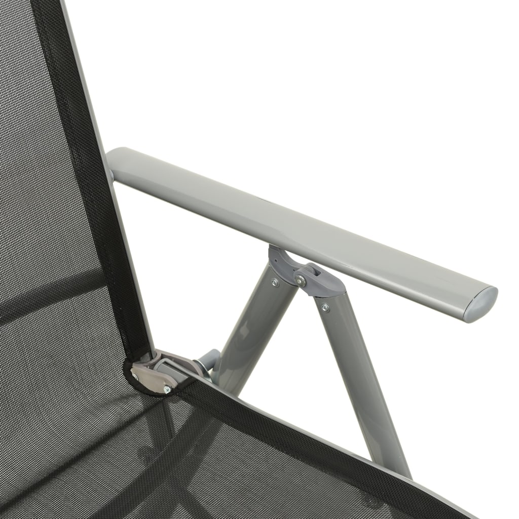 Nagibne vrtne stolice 2 kom od tekstilena i aluminija srebrne